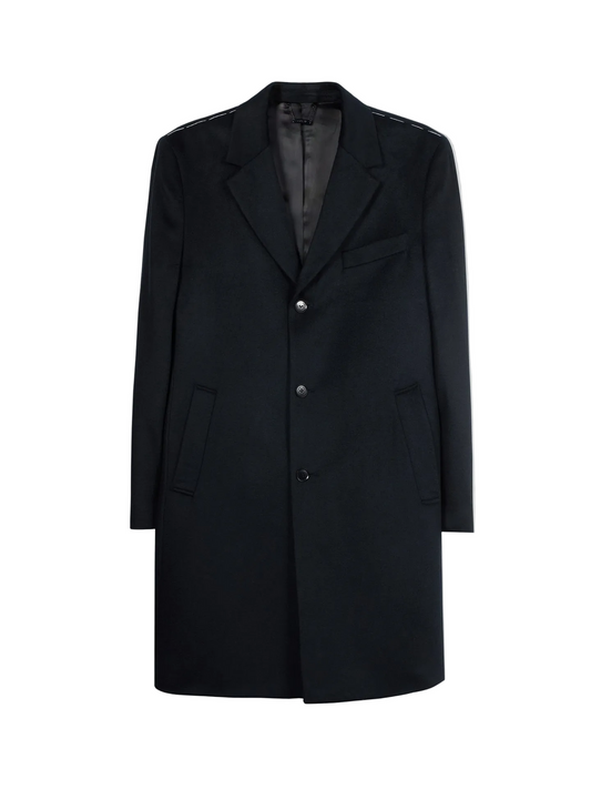 Men's Cashmere Coat With Notched Lapels — Black
