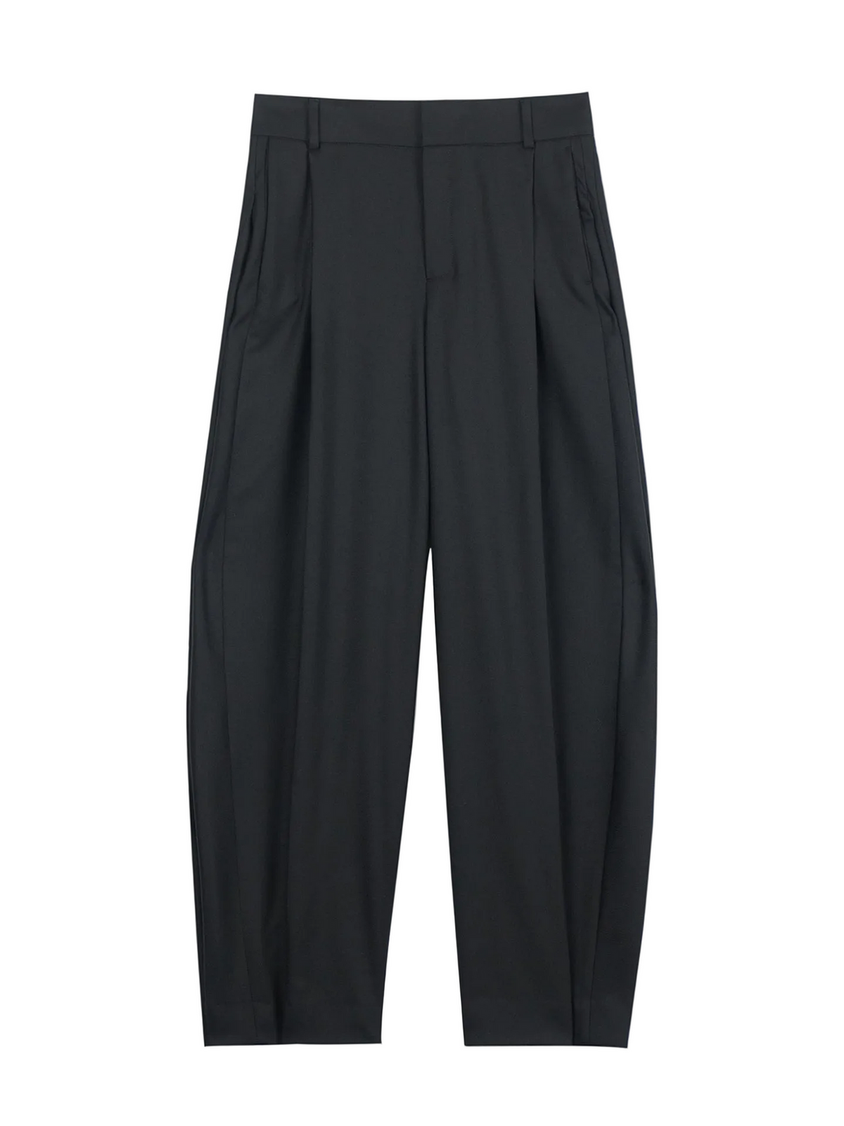 Barrel-leg Cashmere Pants — Black