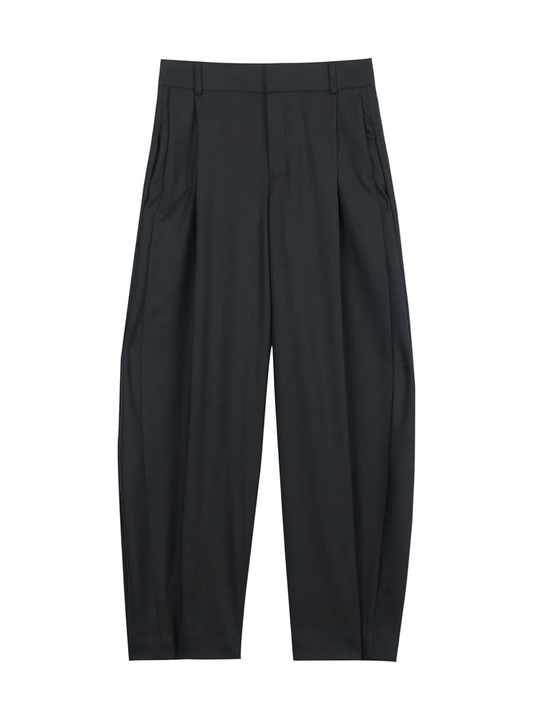 Barrel-leg Cashmere Pants — Black