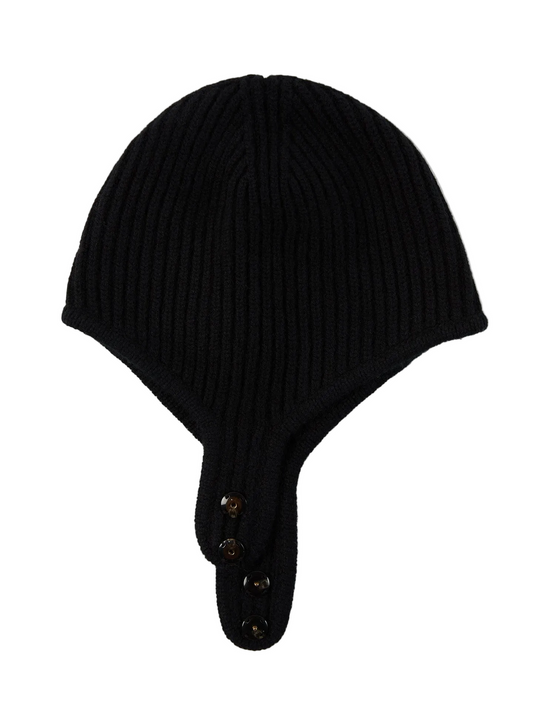 Knitted Aviator Cap — Black