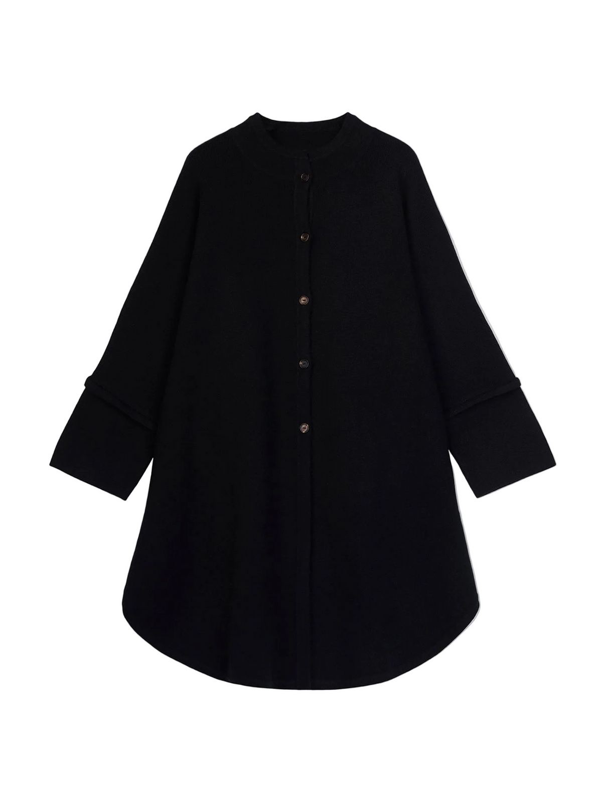 Cashmere Button-front Poncho — Black