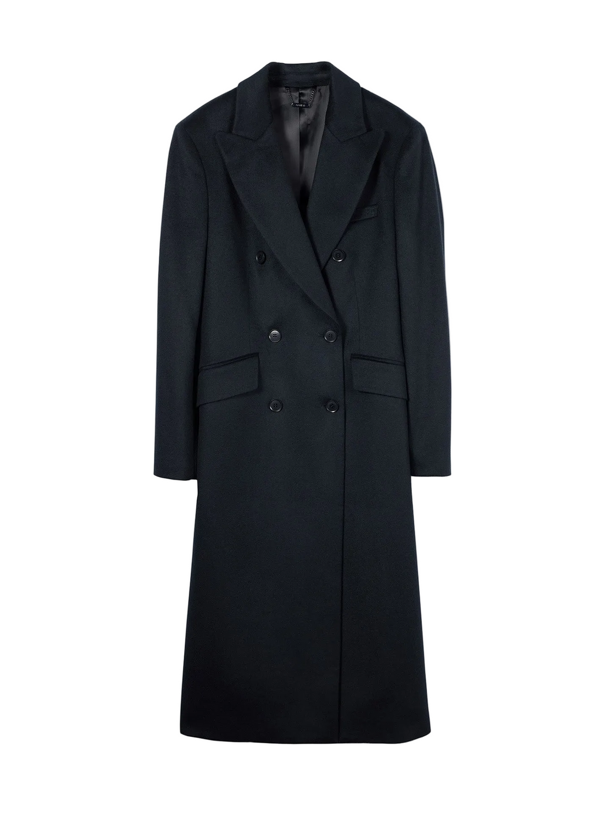 Double-breasted Long Coat — Black