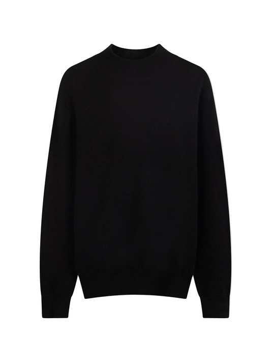 Timeless Mock Neck Cashmere Sweater — Black