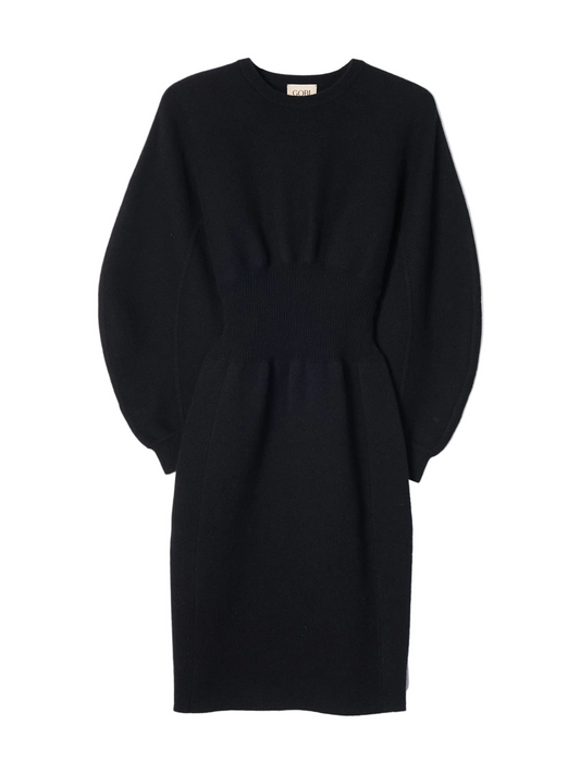 Cashmere Sculptural Dress — Black