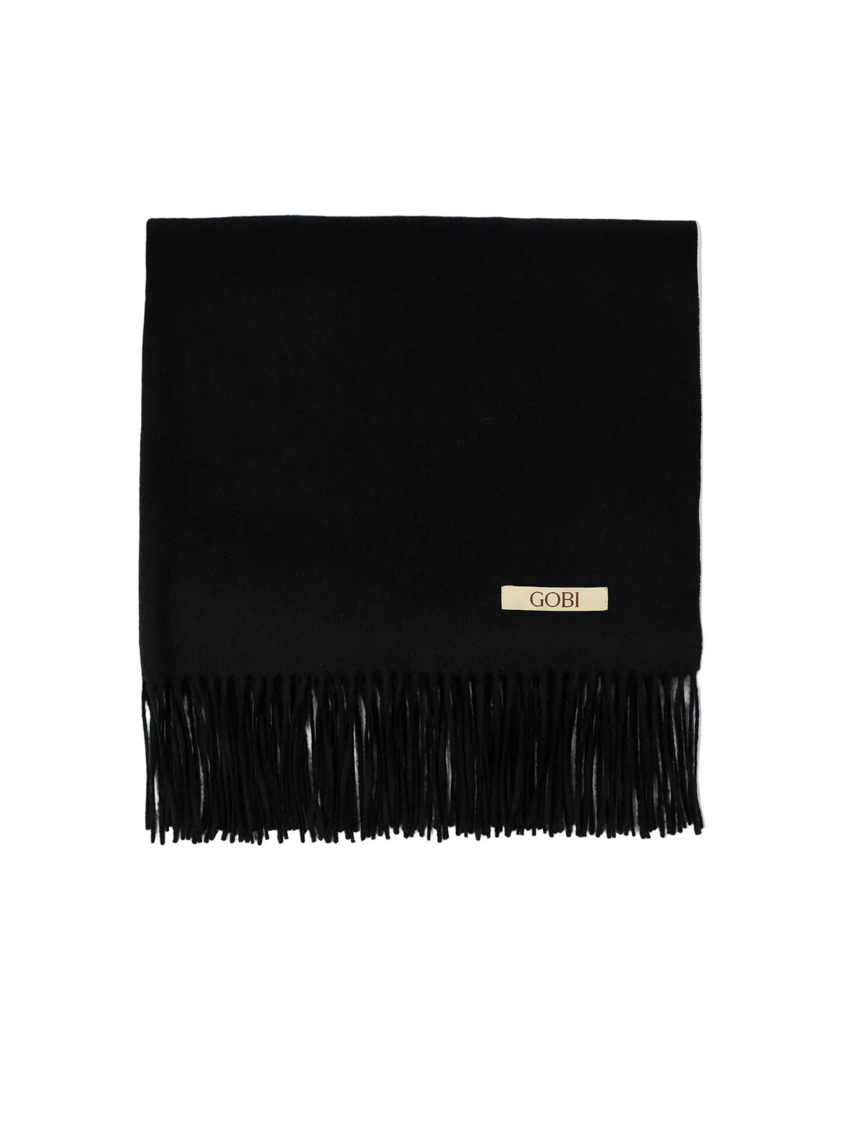 Wide Fringe Scarf — Black