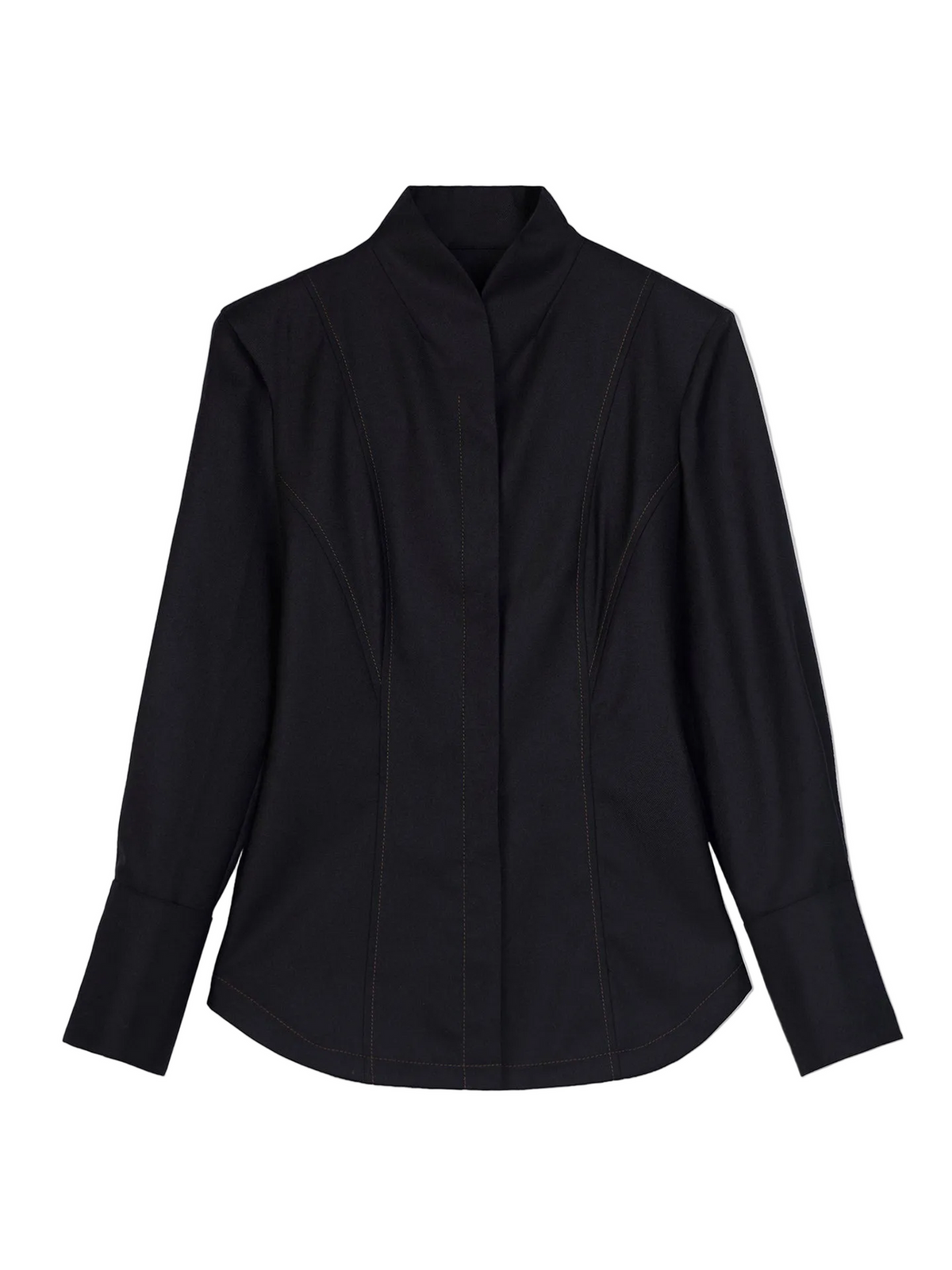 Cashmere Stand-collar Shirt — Black