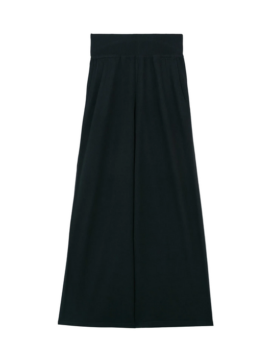 Wide-leg Cashmere Pants — Black
