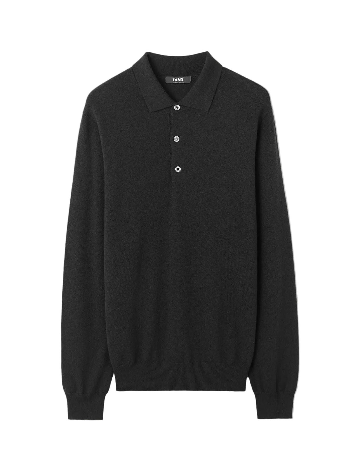 Essential Cashmere Polo Sweater — Black