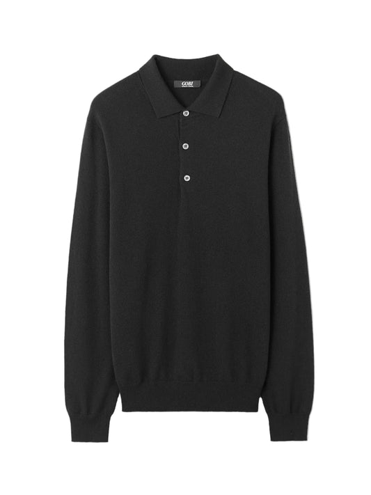 Essential Cashmere Polo Sweater — Black
