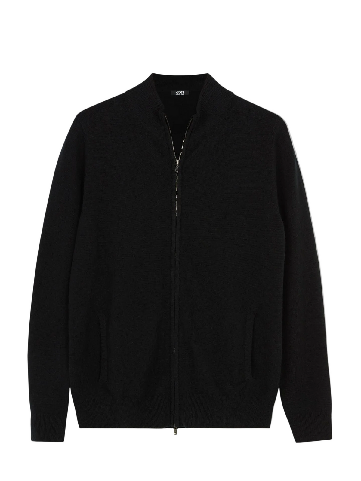 Essential Natural Color Cashmere Full-zip Cardigan — Black