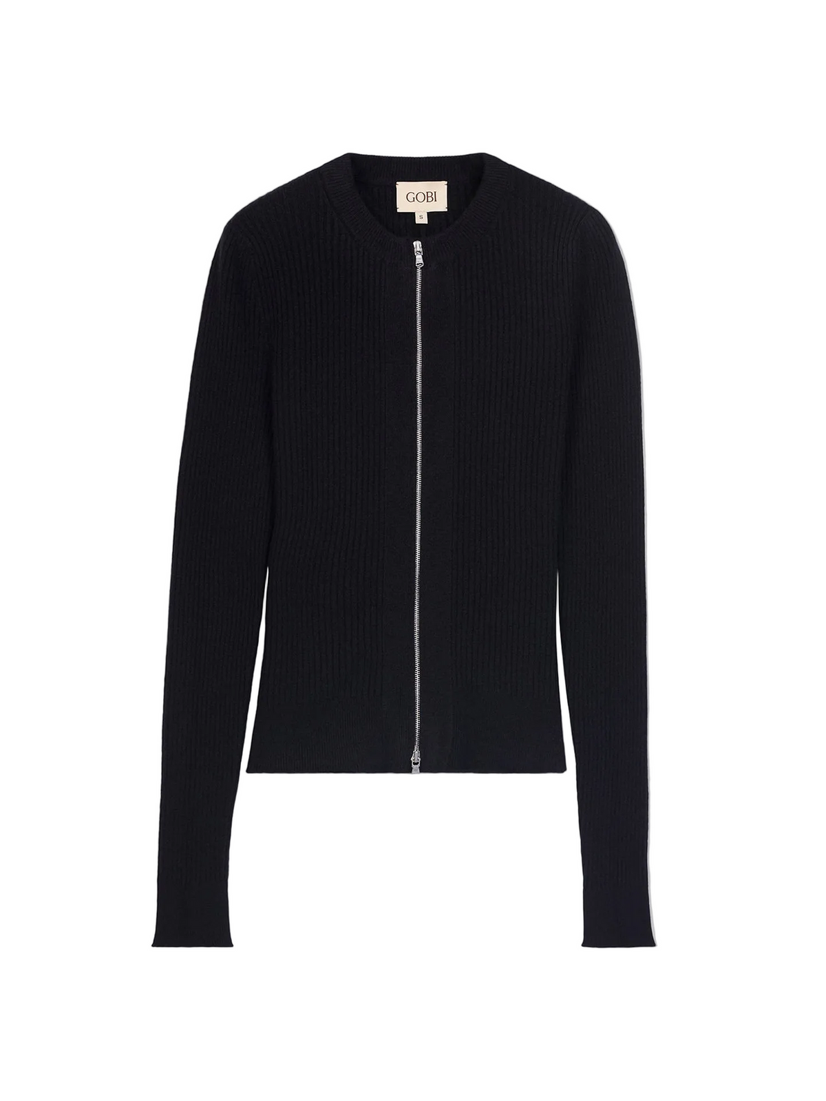 Cashmere Two-way Zip Cardigan — Black