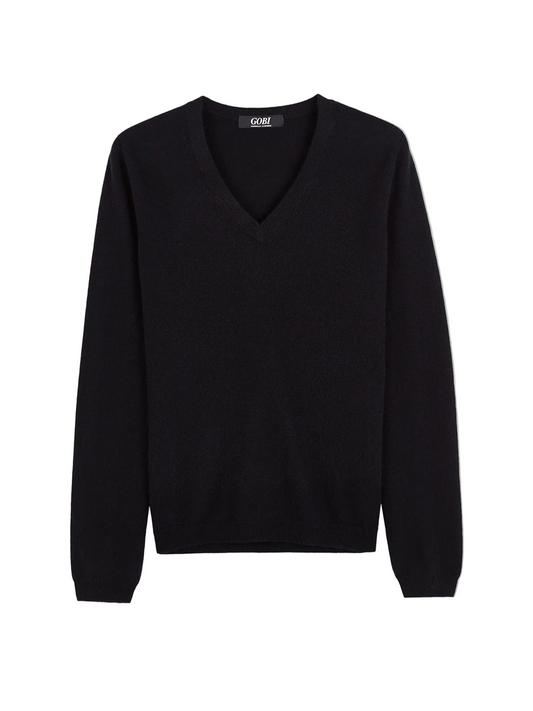 Essential Cashmere V-neck Sweater — Black