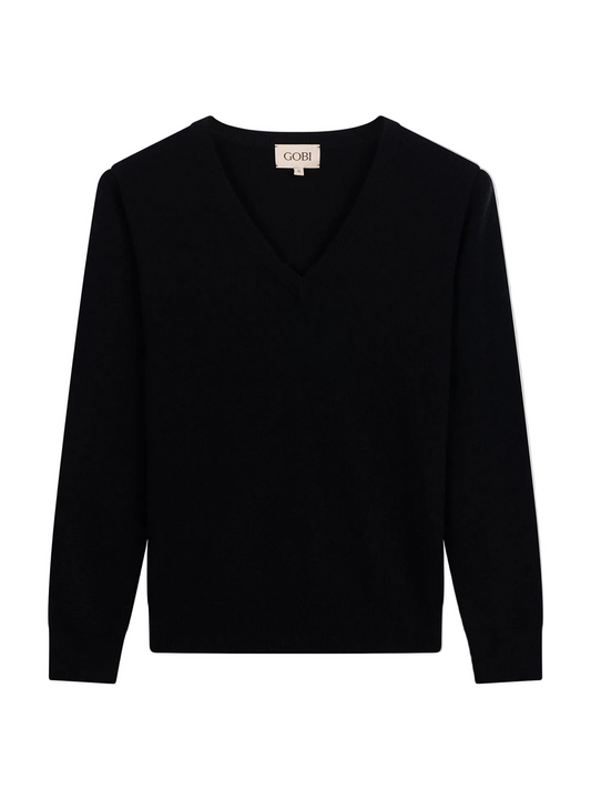 Timeless Cashmere V-neck Sweater — Black