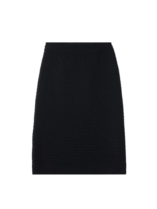Natural Color Cashmere Sheath Skirt — Black