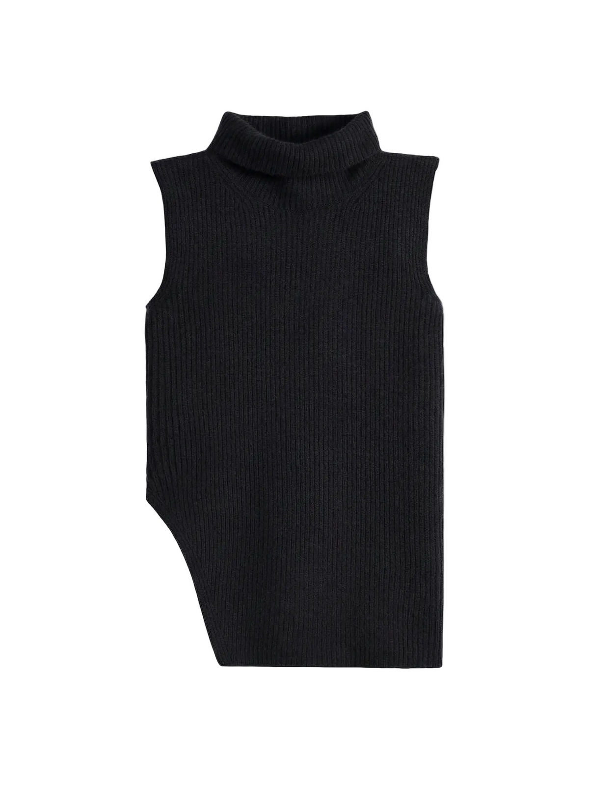 Turtle Neck Cashmere Vest — Black
