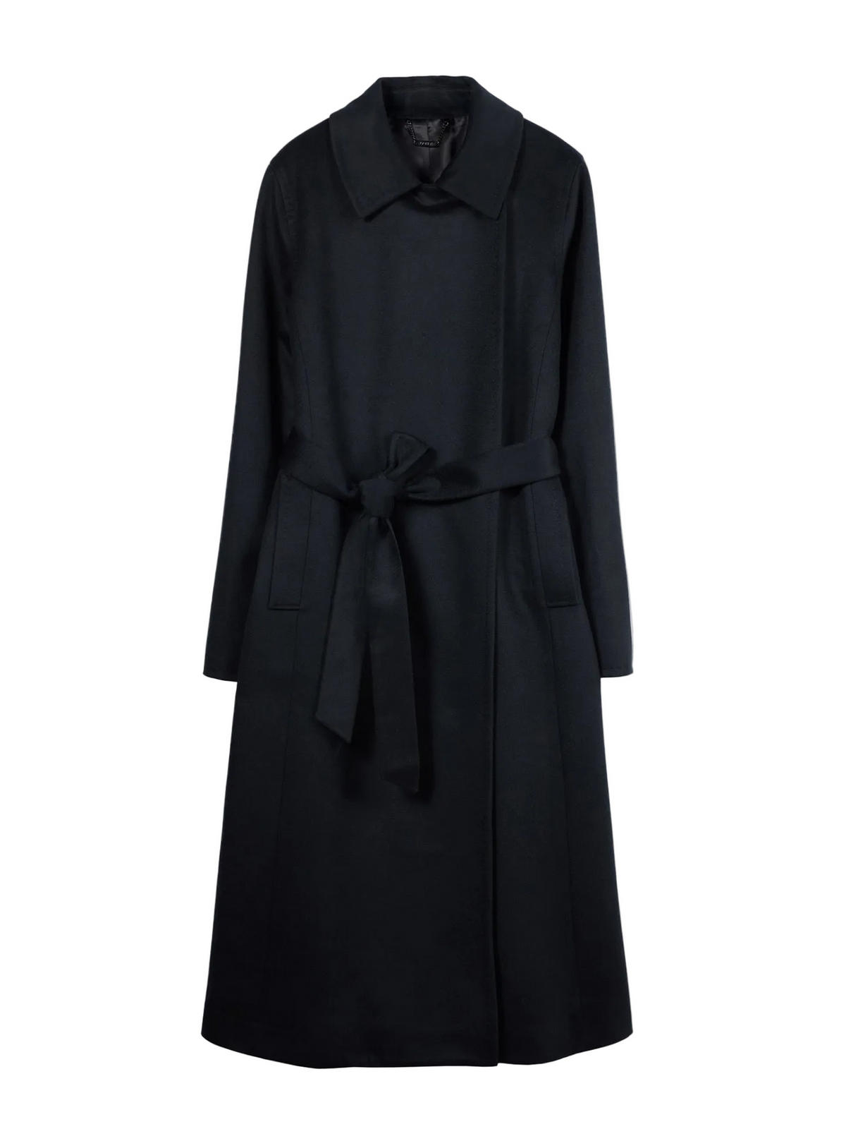 Cashmere Wrap Coat With Belt — Black