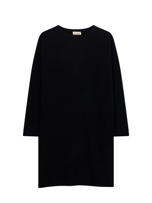 Seamless Crewneck Cashmere Dress — Black