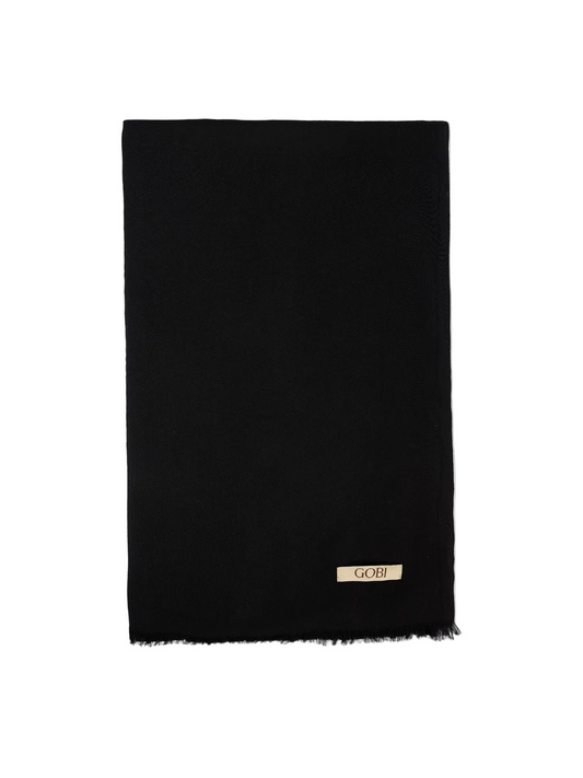 Lightweight Cashmere Woven Scarf — Black