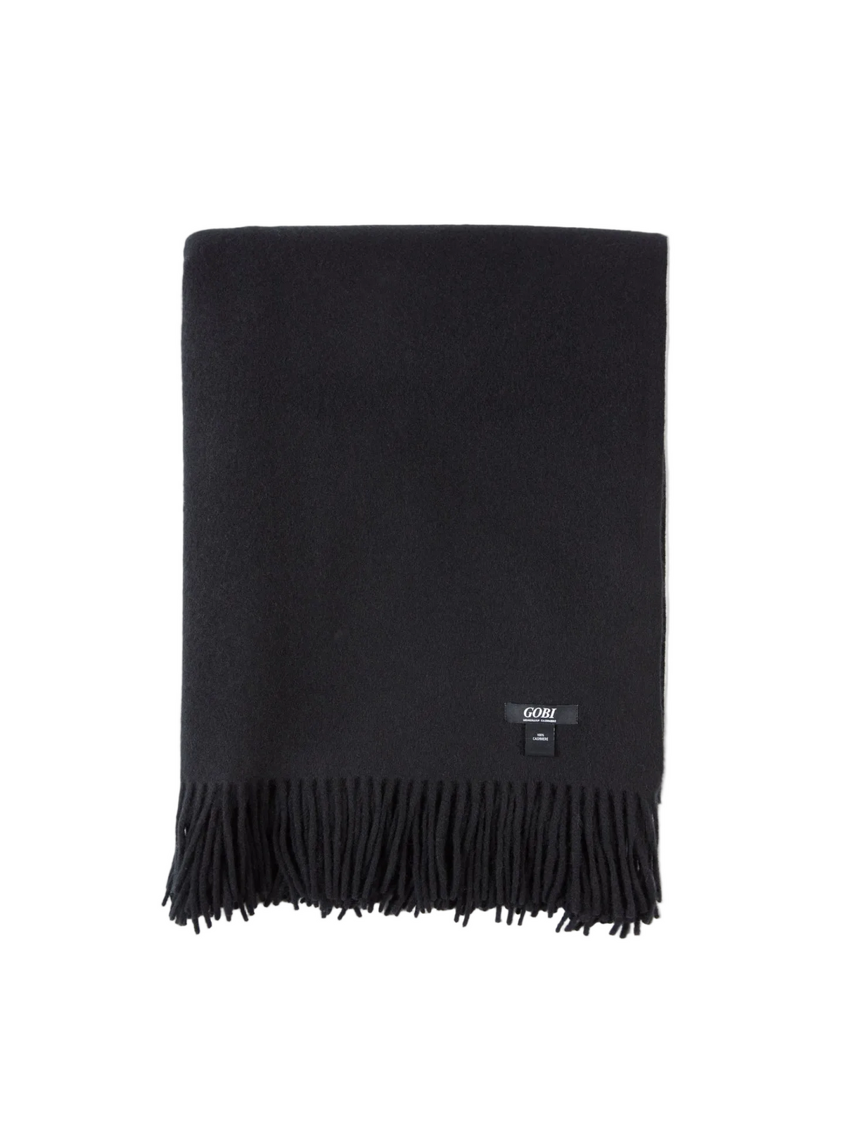 Cashmere Large Blanket With Fringe — Black