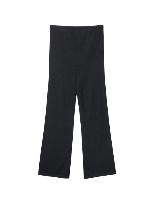 Wide-leg Knitted Maternity Cashmere Pants — Black