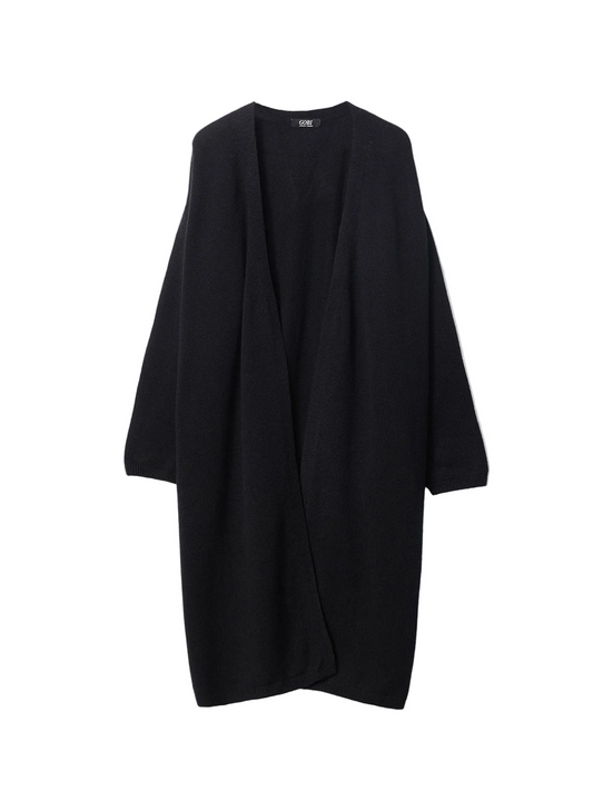 Long Maternity Cashmere Robe — Black