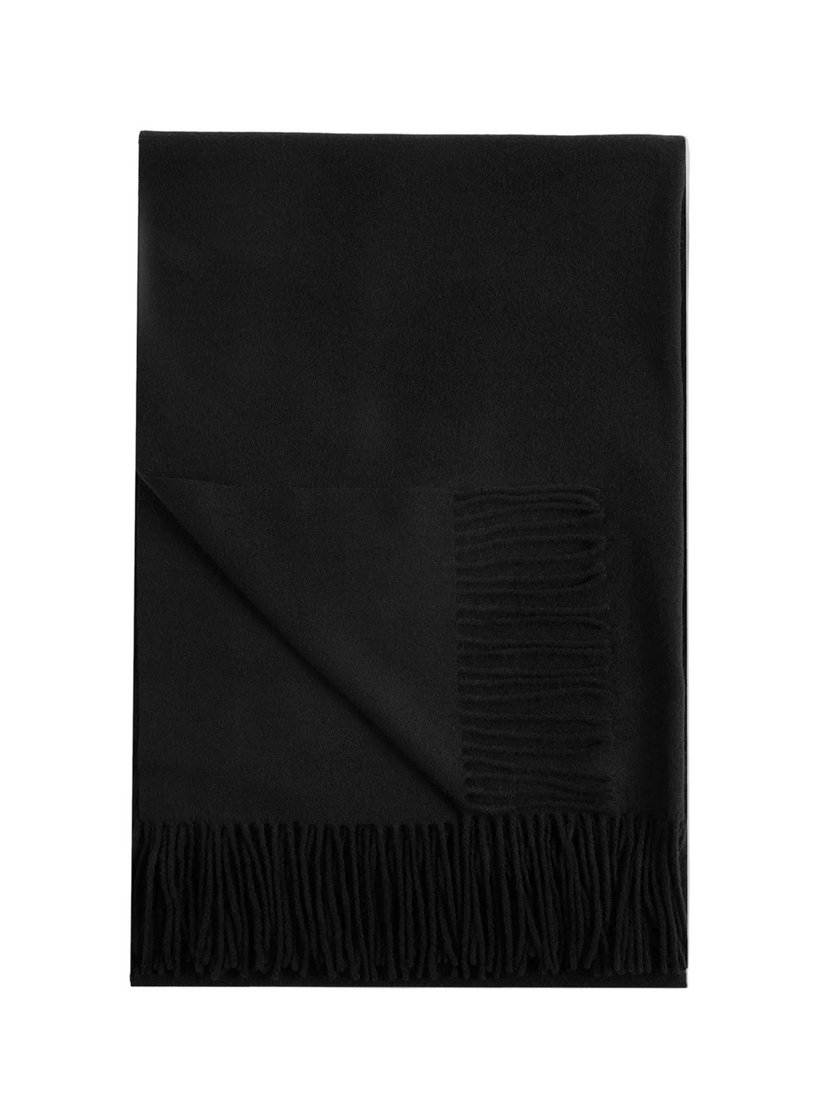 Oversized Cashmere Woven Scarf — Black
