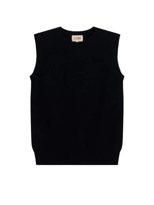 Timeless Cashmere Crewneck Vest — Black