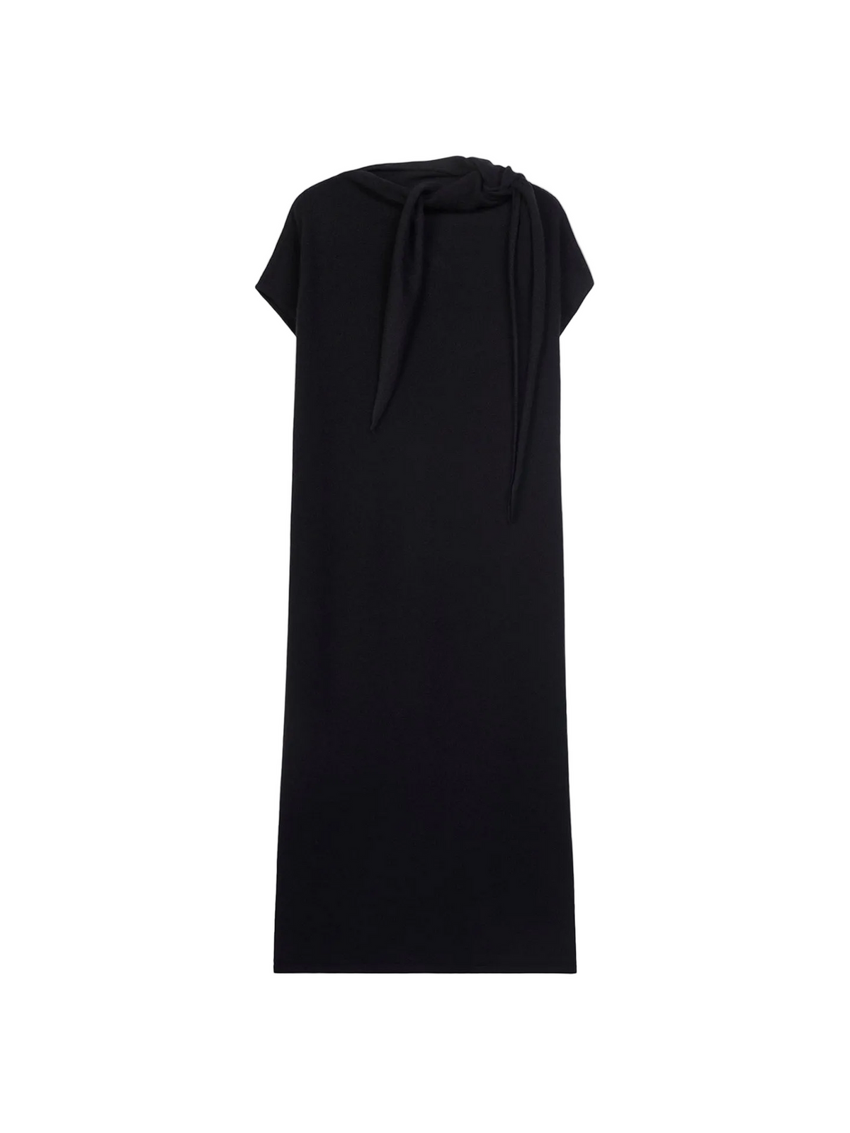 Cashmere Tie-neck Dress — Black