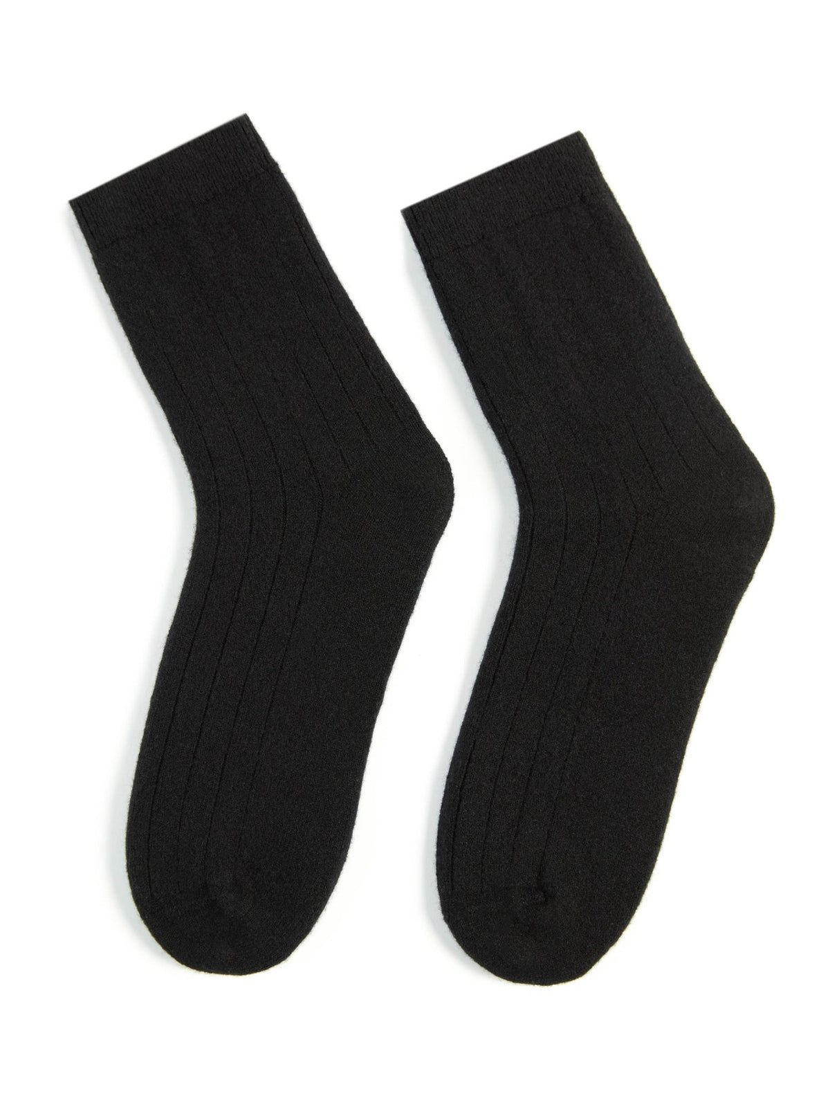 Unisex Cashmere Trim Knit Bed Socks — Black