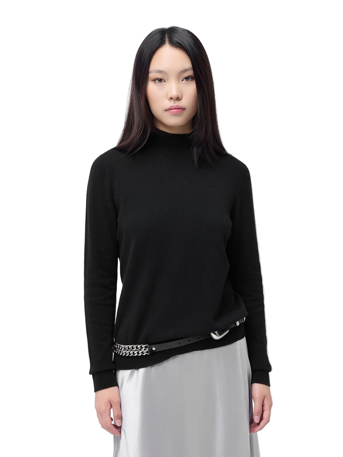 Essential Cashmere Mock Neck Sweater — Black