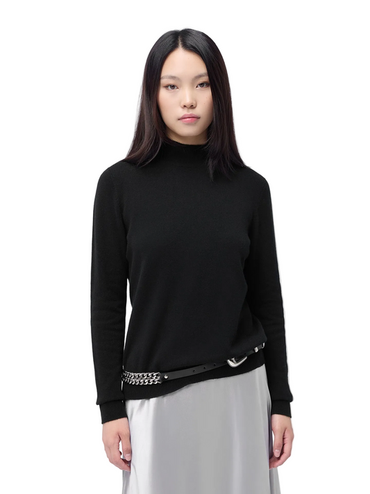 Essential Cashmere Mock Neck Sweater — Black
