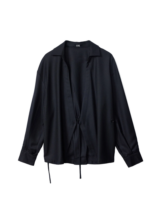 Cashmere Wrap Shirt — Black