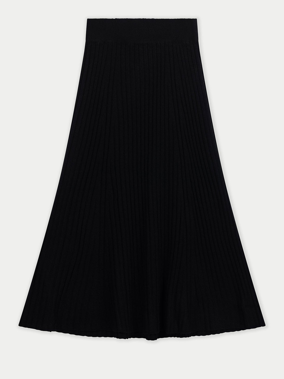 Calf-length Cashmere Skirt — Black