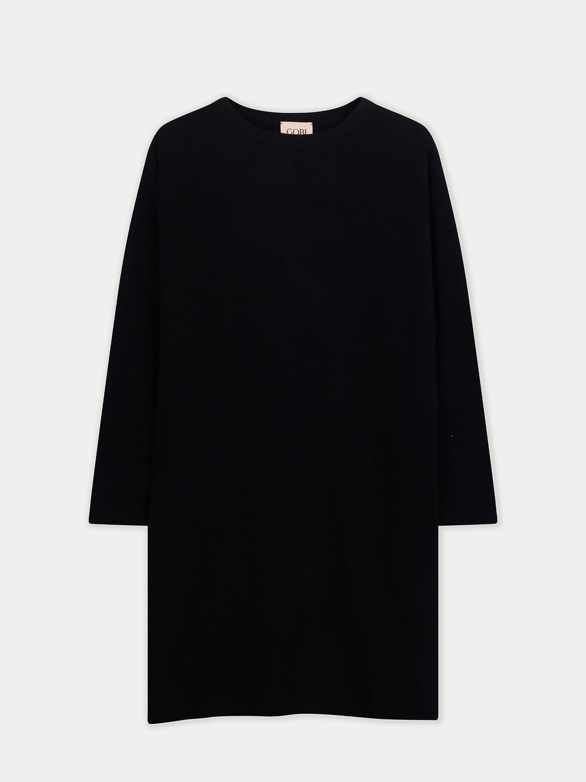 Seamless Crewneck Cashmere Dress — Black