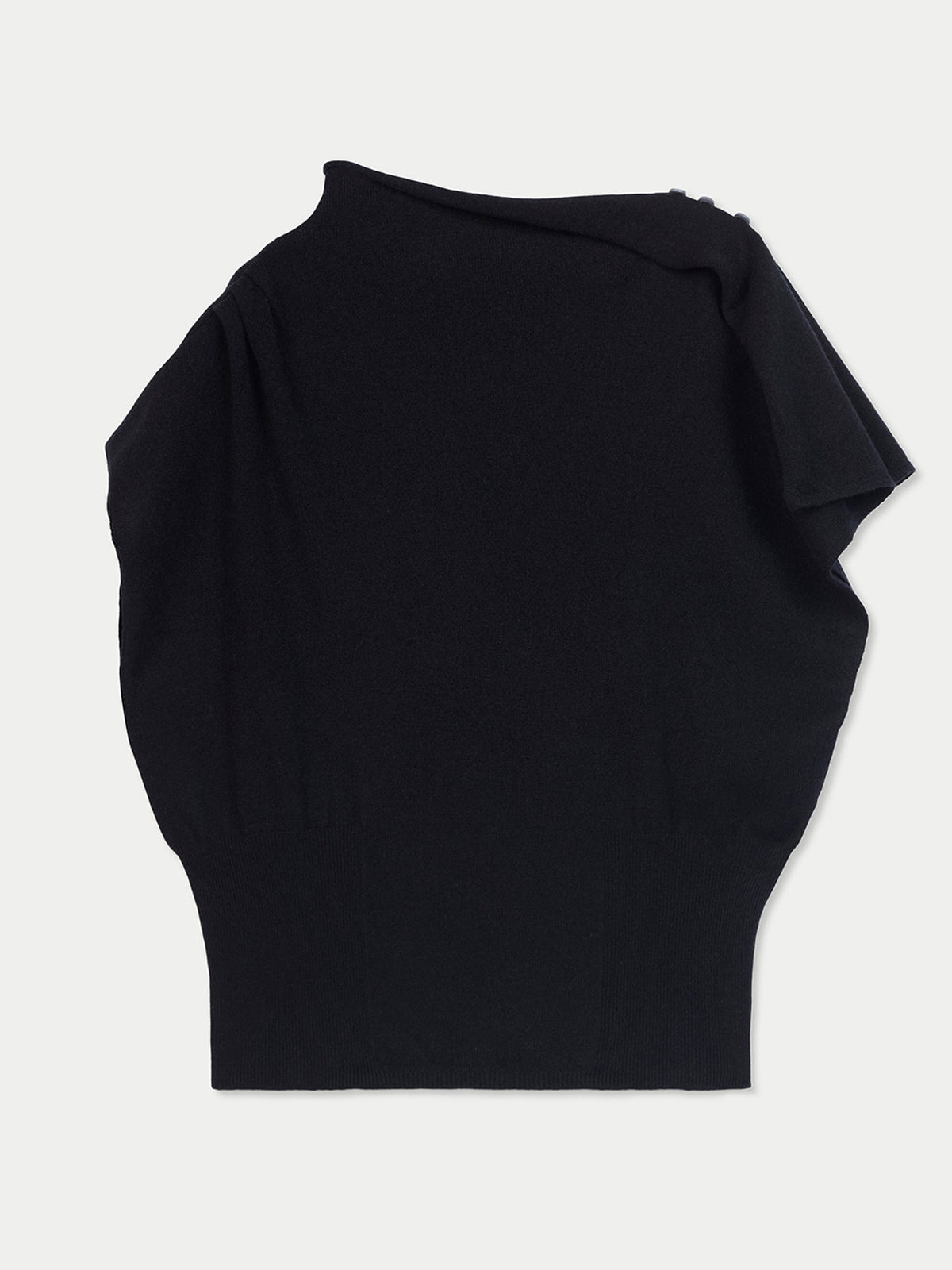 Cashmere Asymmetrical Top — Black