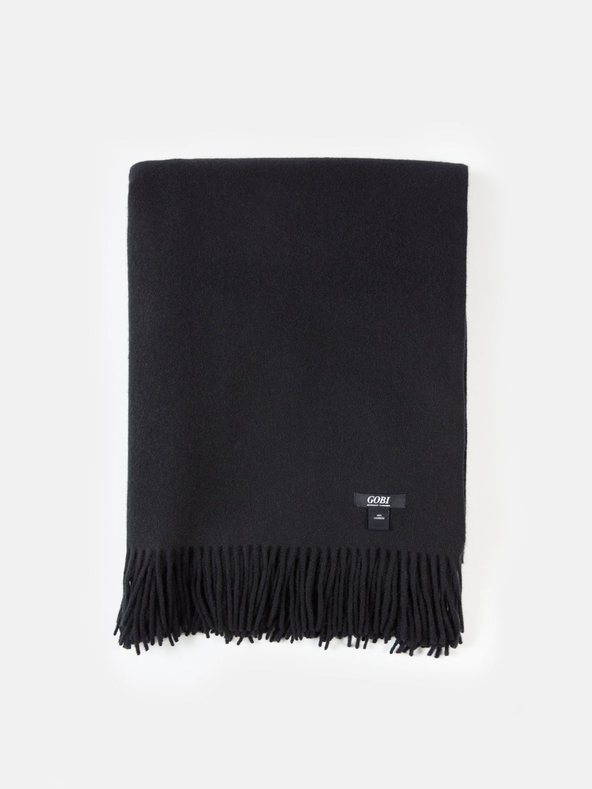 Cashmere Large Blanket With Fringe — Black