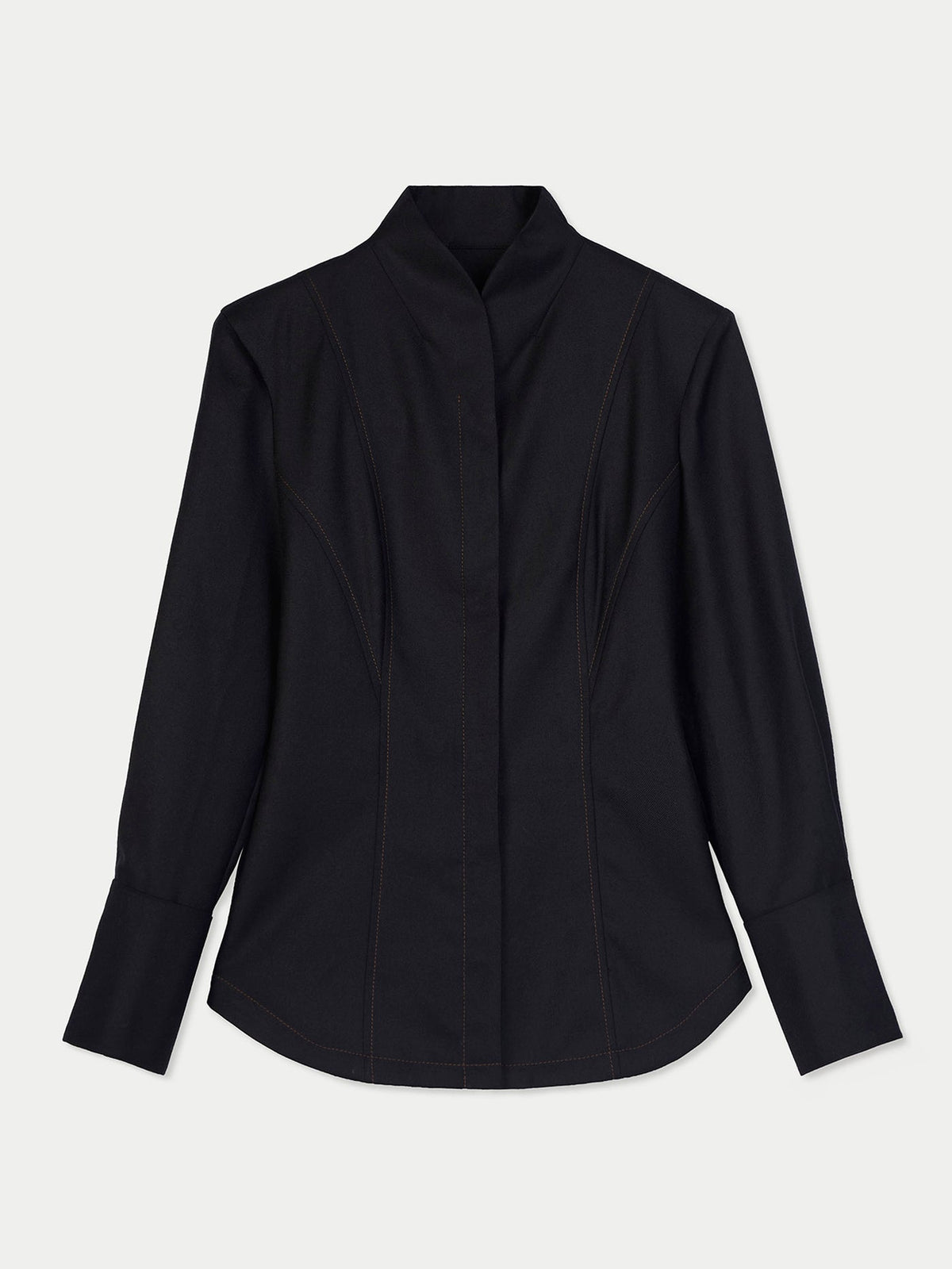 Cashmere Stand-collar Shirt — Black