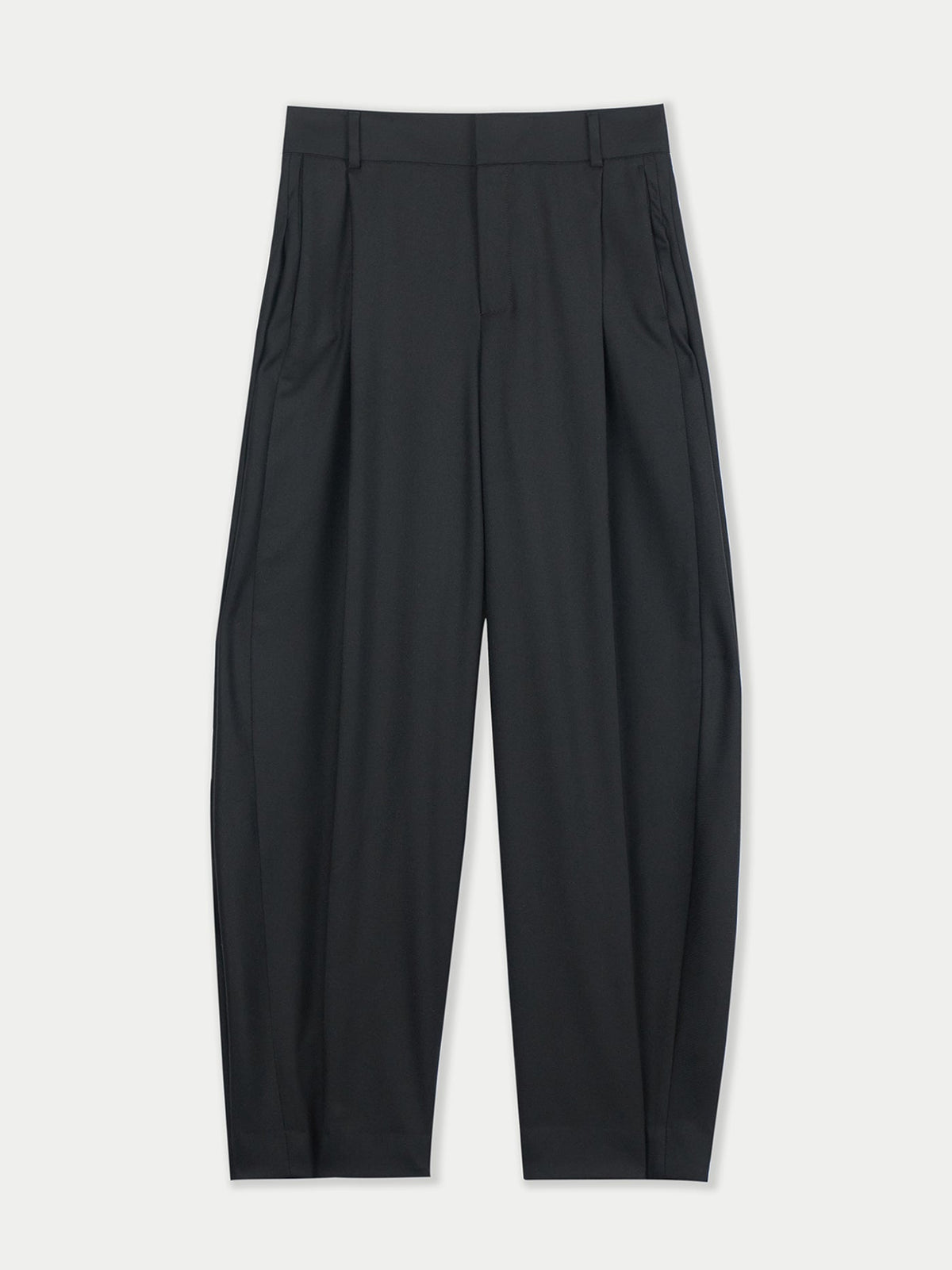 Barrel-leg Cashmere Pants — Black