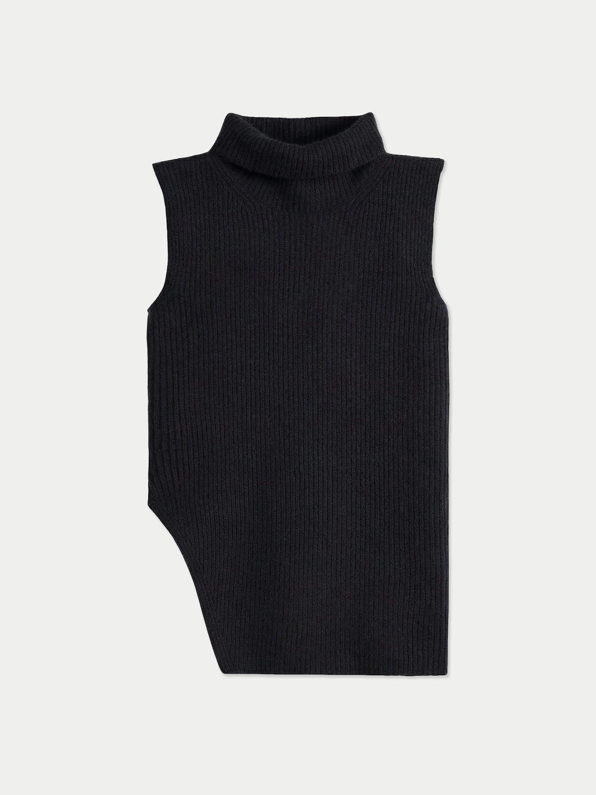 Turtle Neck Cashmere Vest — Black