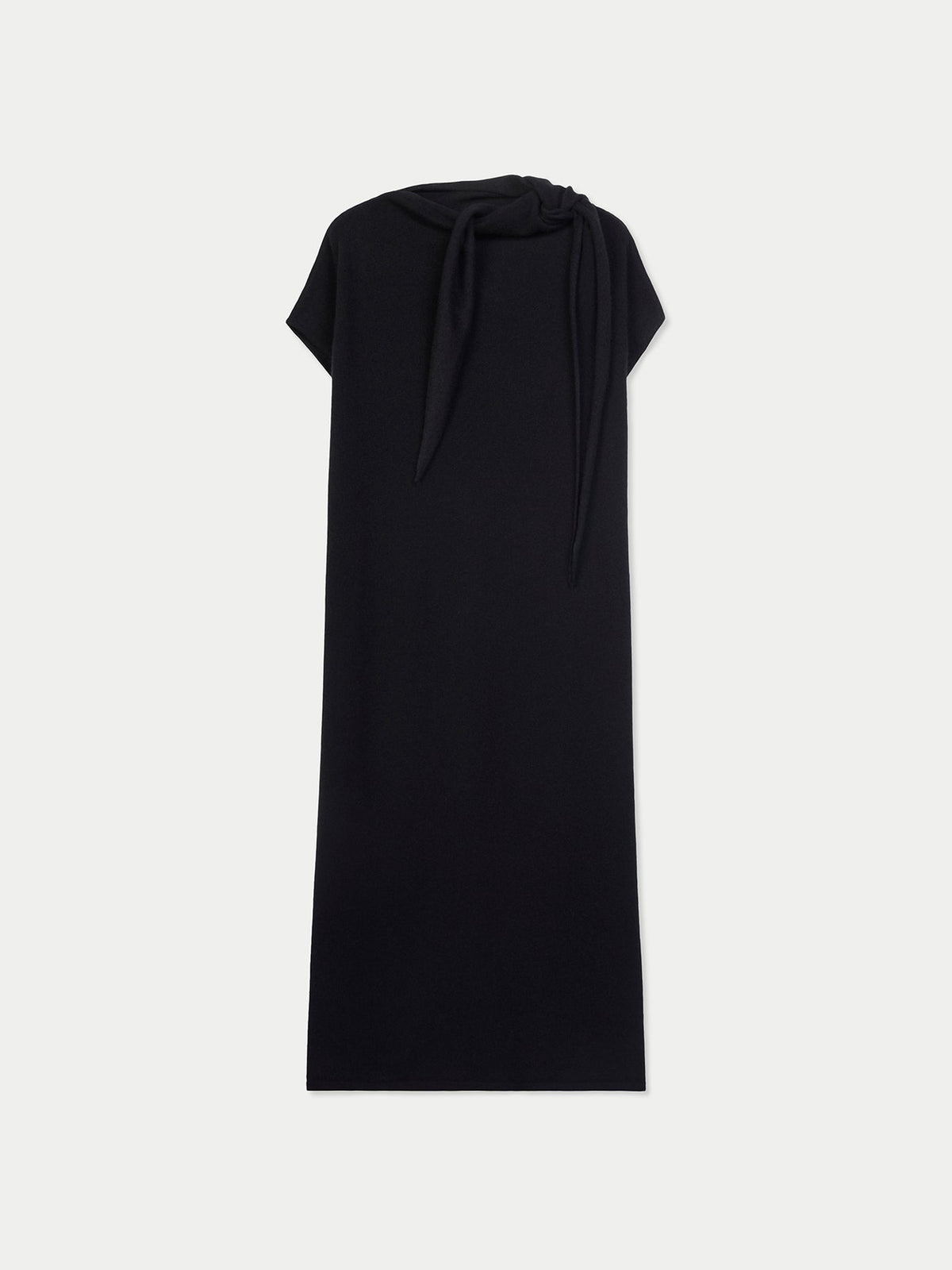 Cashmere Tie-neck Dress — Black