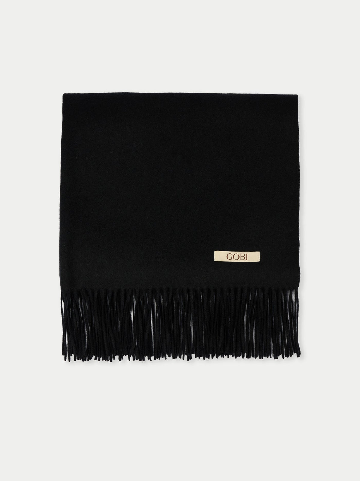 Wide Fringe Scarf — Black