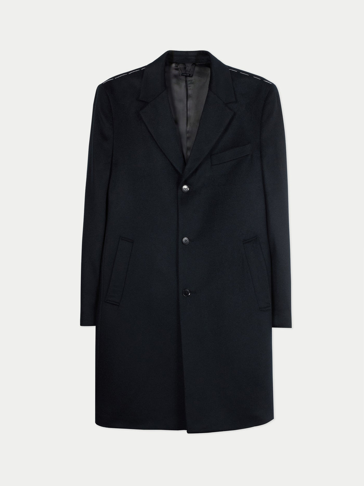 Men's Cashmere Coat With Notched Lapels — Black