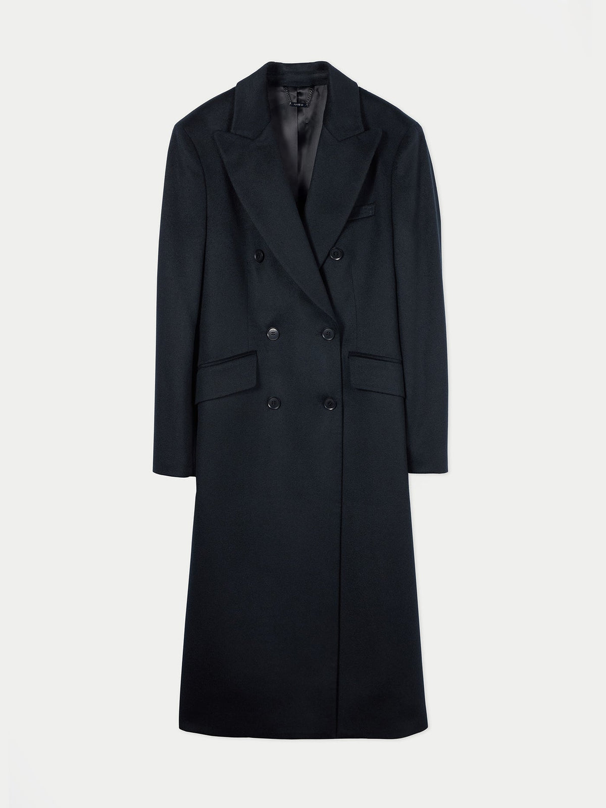 Double-breasted Long Coat — Black