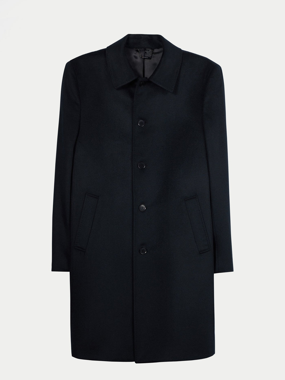 Men's Single-breasted Cashmere Coat — Black