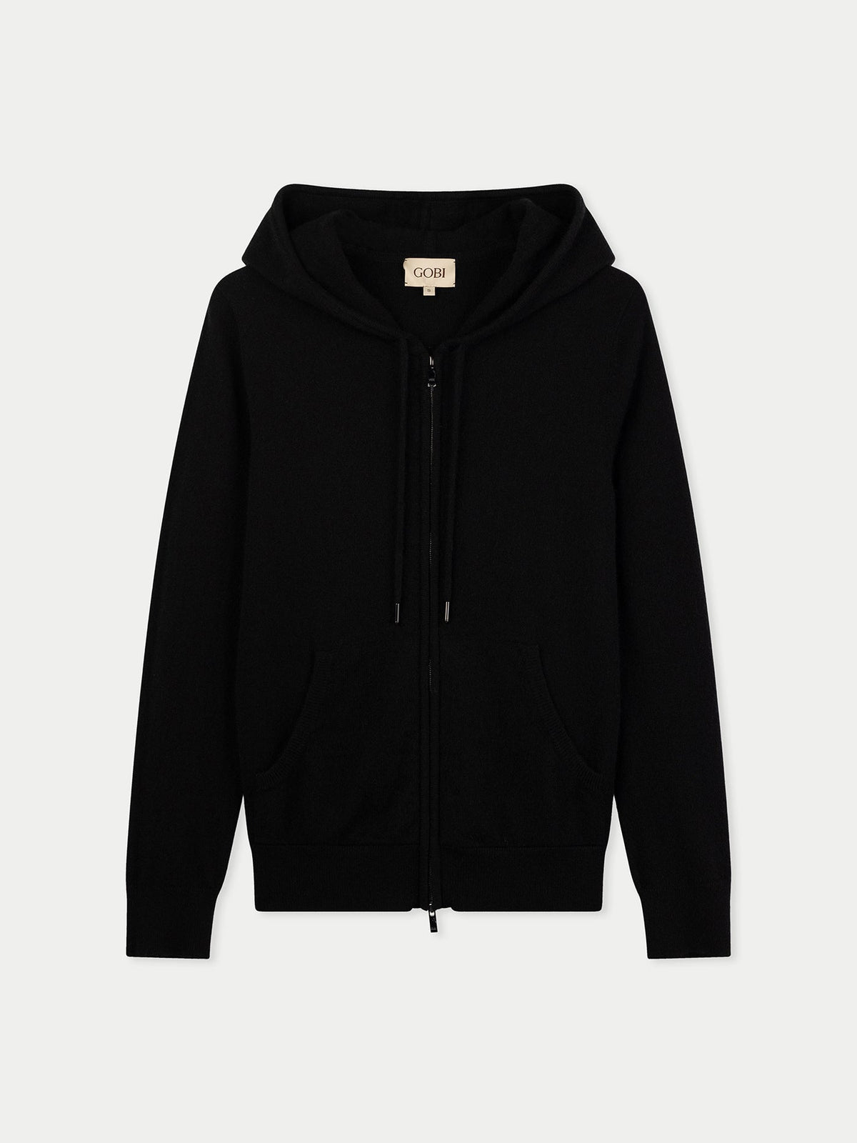 Woman Zipper Hoodie With Smiley Pocket — Black