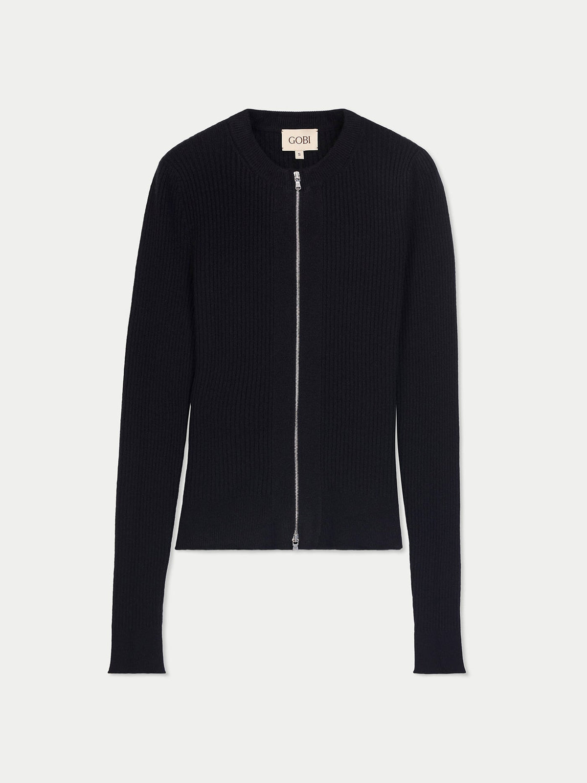 Cashmere Two-way Zip Cardigan — Black