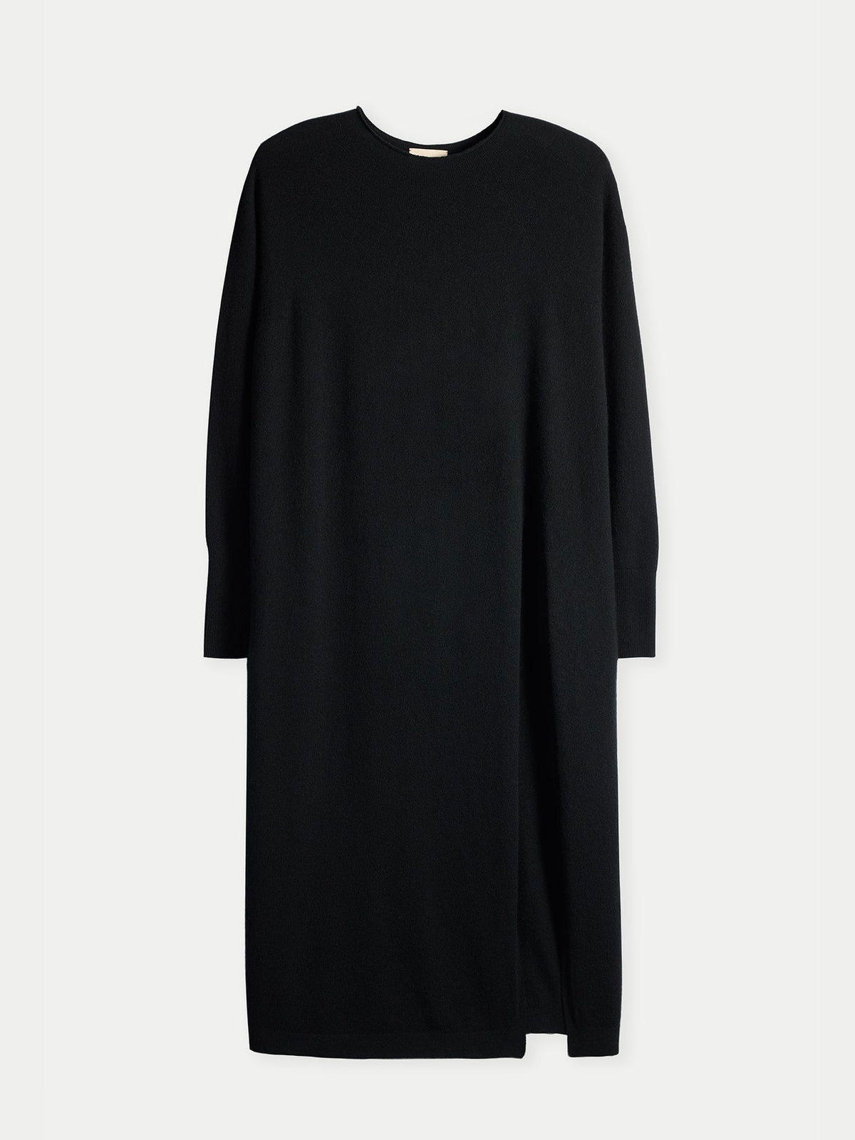 Cashmere Side-slit Maxi Dress — Black