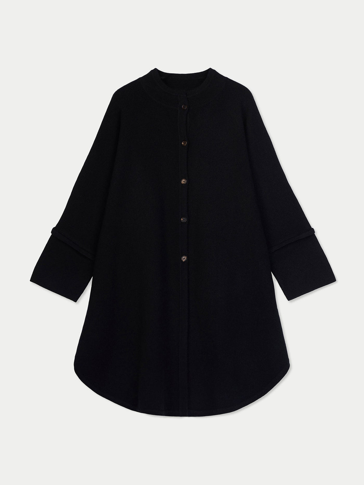 Cashmere Button-front Poncho — Black