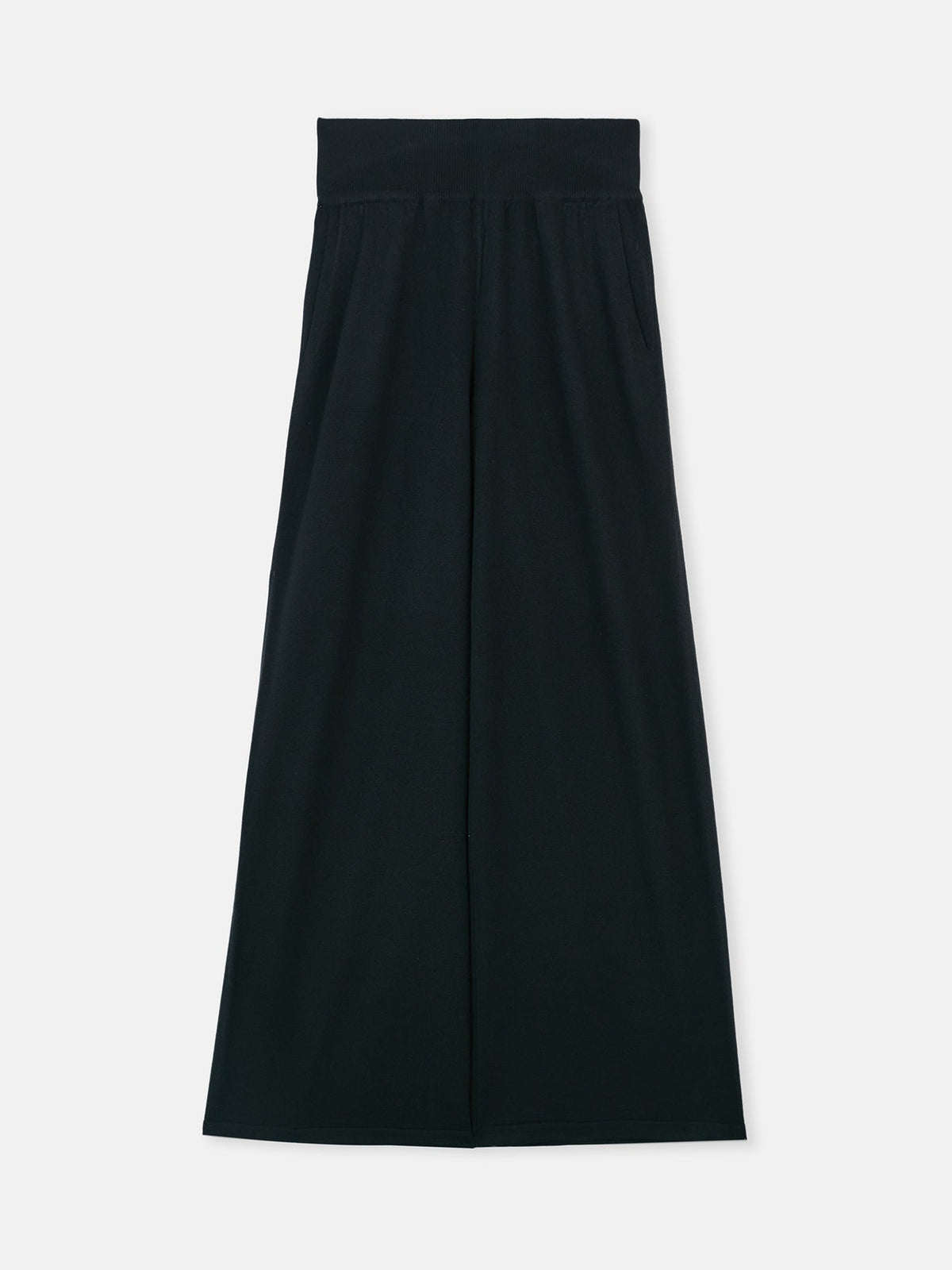 Wide-leg Cashmere Pants — Black