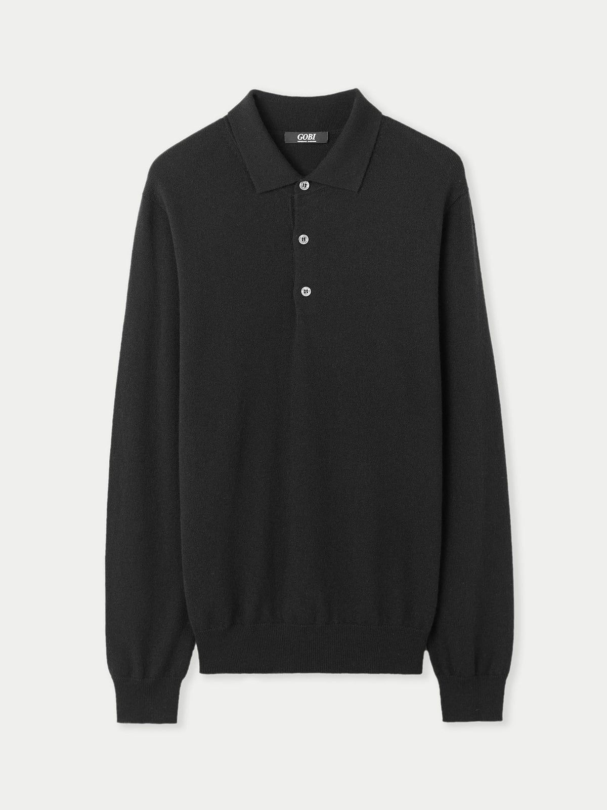 Essential Cashmere Polo Sweater — Black